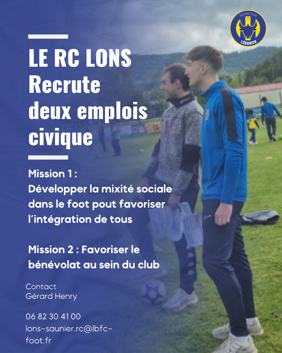 LE RC LONS Recrute deux emplois civique